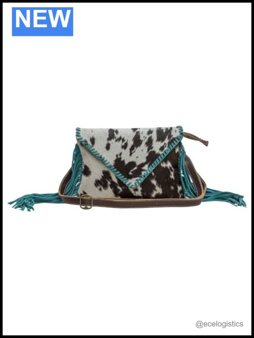 Western Leather Shoulder Bag, Upcycled Hairon Crossbody with Tassel